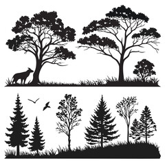 Obraz premium tree-and-forest-silhouettes---vector-illustration-.eps