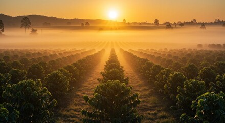 Obraz premium Sunrise over Coffee Plantation (Photo)