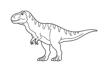 Tyrannosaurus Rex Line Art Illustration Predatory Dinosaur Isolated On White Background