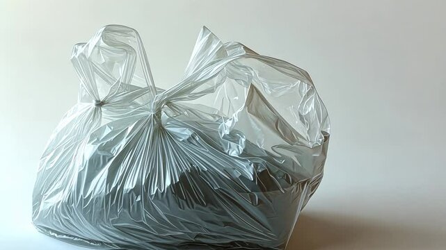 Crumpled Plastic Bag on Plain Background