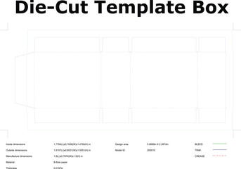 Box die cut template unassembled packaging design layout blueprint