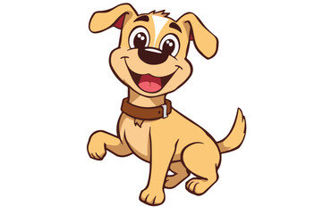 This happy puppy illustration shows a cheerful dog standing excitedly, ready to play. Great for educational tools, playful branding, or children's content.
