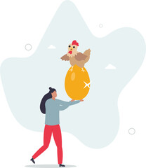 Golden egg, precious high return investment or success retirement planning with dividend concept.flat character life .