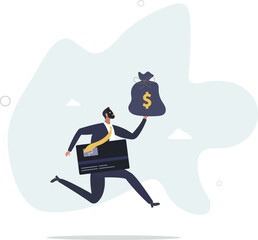 Credit card online hacking, online hacking or financial robbery concept.flat character life .