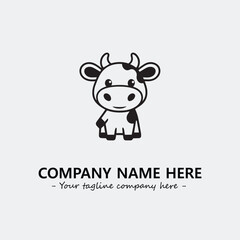 Cow illustration black and white for logo company vector image
