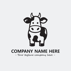 Cow illustration black and white for logo company vector image
