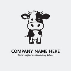 Cow illustration black and white for logo company vector image
