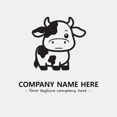 Cow illustration black and white for logo company vector image
