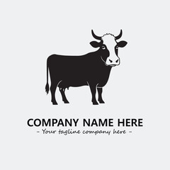Cow illustration black and white for logo company vector image
