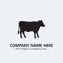 Cow illustration black and white for logo company vector image
