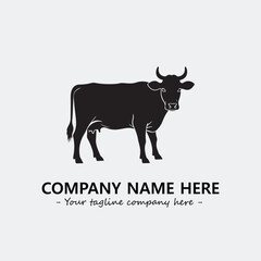 Cow illustration black and white for logo company vector image
