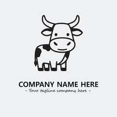 Cow illustration black and white for logo company vector image
