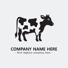 Cow illustration black and white for logo company vector image
