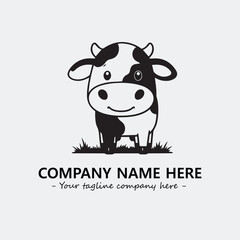 Cow illustration black and white for logo company vector image
