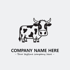 Cow illustration black and white for logo company vector image
