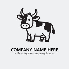 Cow illustration black and white for logo company vector image
