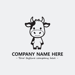 Cow illustration black and white for logo company vector image

