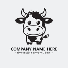 Cow illustration black and white for logo company vector image
