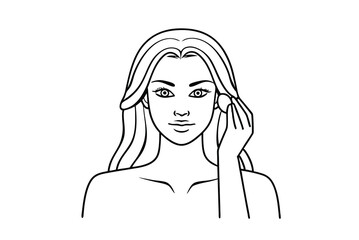 Outline Illustration Of Woman Applying Makeup For Beauty And Skincare Concepts
