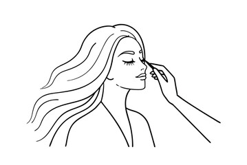 Woman Applying Makeup Minimalist Line Art Illustration For Beauty And Fashion Content