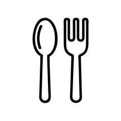 Fork and Spoon in Vertical Alignment Icon Design