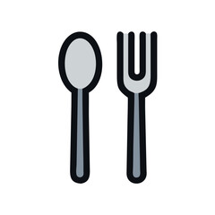 Fork and Spoon in Vertical Alignment Icon Design
