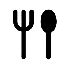 Fork and Spoon in Vertical Alignment Icon Design