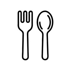 Fork and Spoon in Vertical Alignment Icon Design
