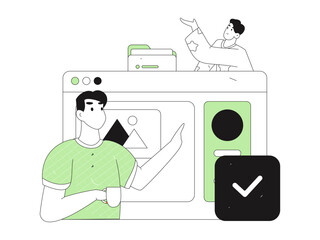 Flat vector illustration of business people operating work scene
