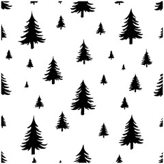 Seamless Pine Tree Silhouette Pattern Backdrop