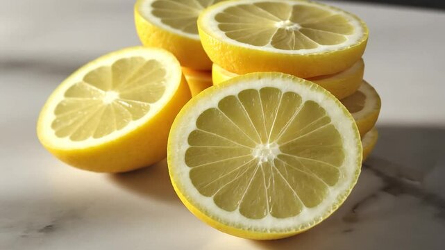 Stacked Lemon Slices on Marble