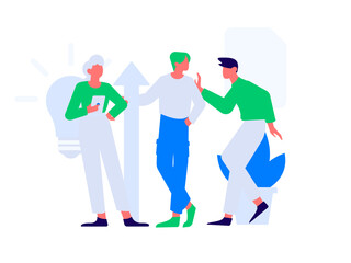 Flat vector illustration of business people operating work scene
