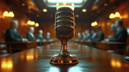 Vintage microphone in a meeting room
