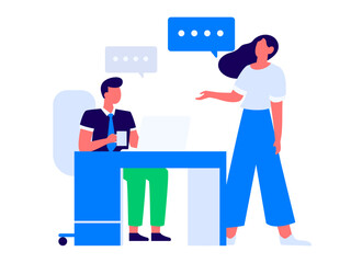 Flat vector illustration of business people operating work scene
