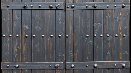 Dark Wooden Gate with Metal Accents: Rustic Charm and Sturdy Design