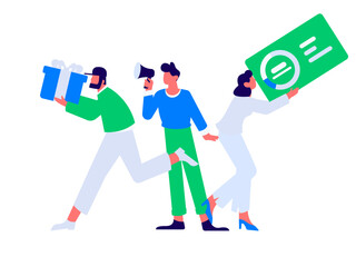 Flat vector illustration of business people operating work scene
