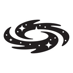 Minimalist Galaxy Logo, Vector Black silhouettes Space Icon. with white background