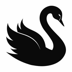 Minimalist Black Swan Silhouette Vector