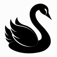 Naklejka premium Minimalist Black Swan Silhouette Vector
