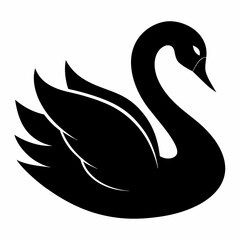 Minimalist Black Swan Silhouette Vector