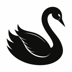 Minimalist Black Swan Silhouette Vector