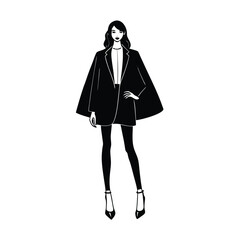 fashion girl oversized blazer vector art silhouette