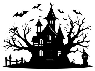 Halloween Home Silhouette Vector, Home Icon Vector