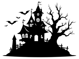 Halloween Home Silhouette Vector, Home Icon Vector