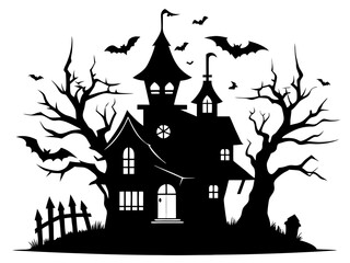 Halloween Home Silhouette Vector, Home Icon Vector
