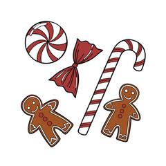 Christmas candy stick icon on white background 