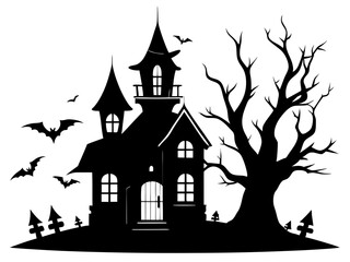 Halloween Home Silhouette Vector, Home Icon Vector