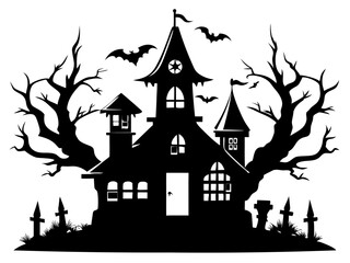 Halloween Home Silhouette Vector, Home Icon Vector