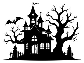 Halloween Home Silhouette Vector, Home Icon Vector