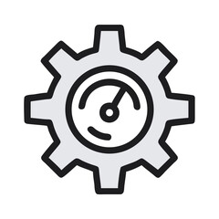 Gear Icon with Central Gauge Symbol Icon Design